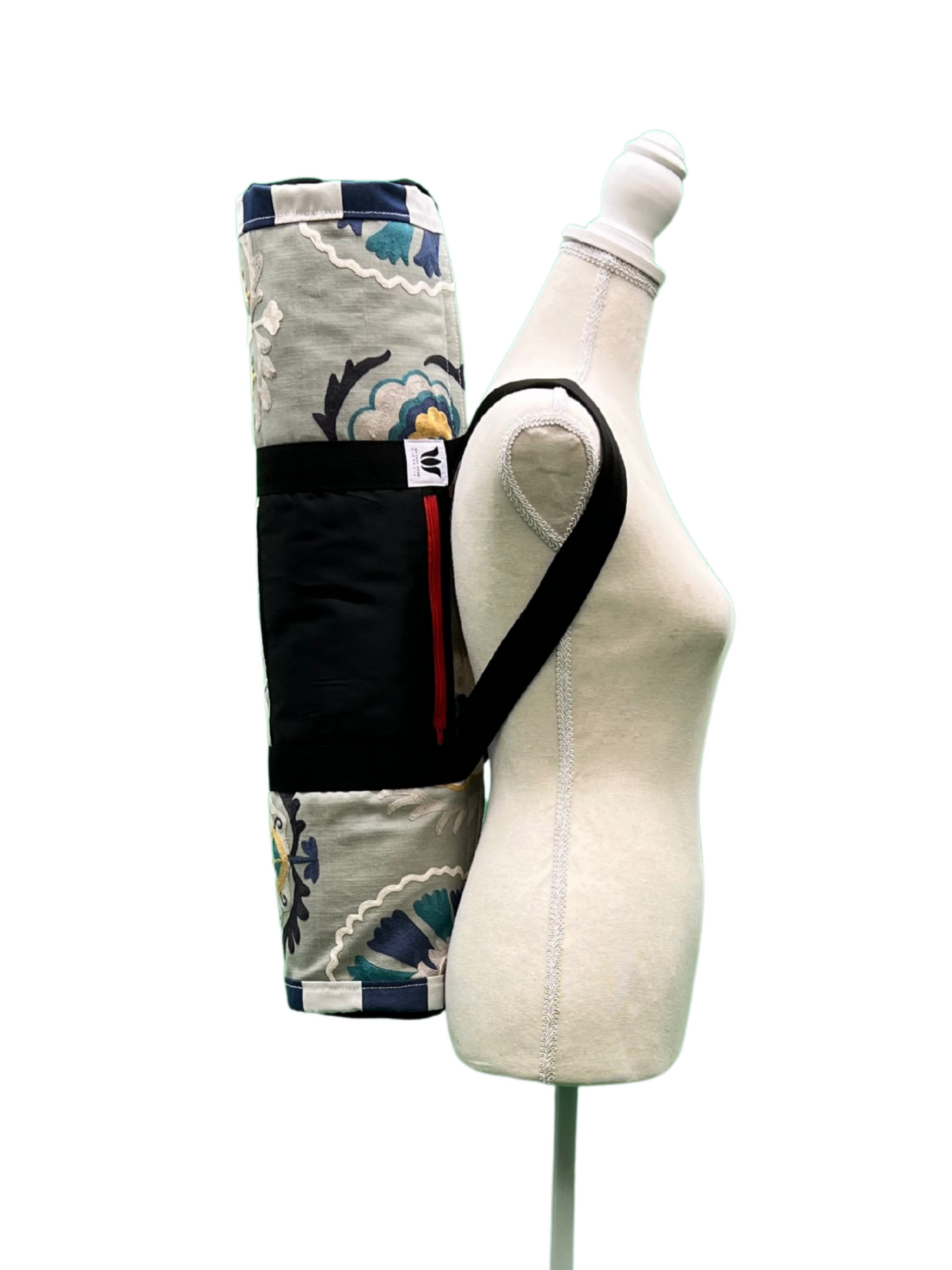 Red Zipper Yoga Mat Bag | Sage Green Mandala