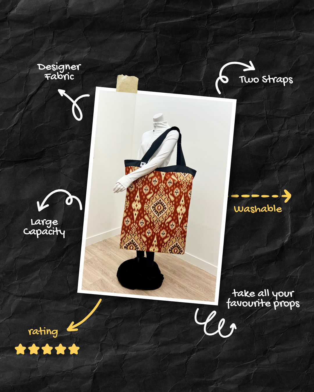 Yoga Tote | Red Ikat
