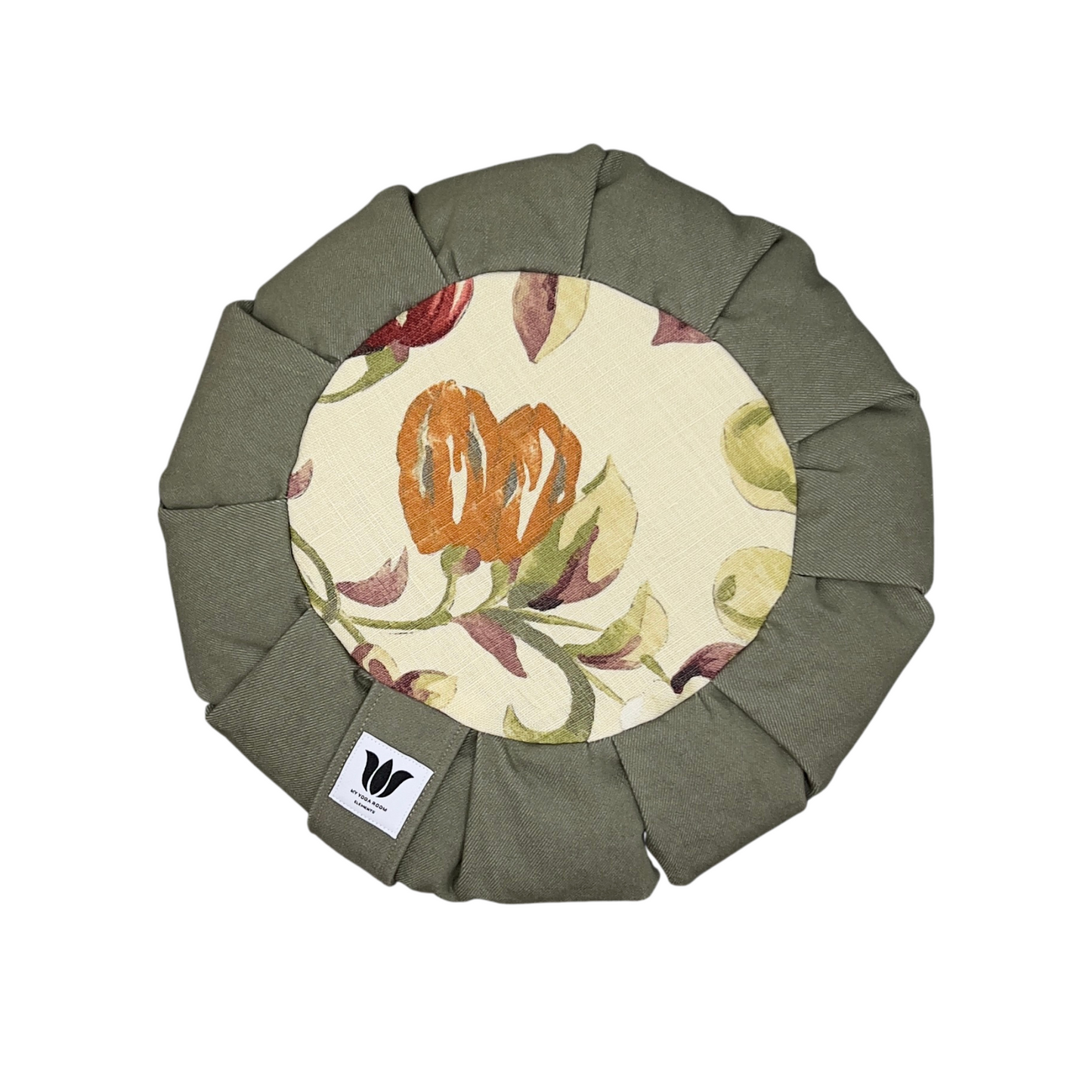 Meditation Cushion | Green Denim Floral Linen