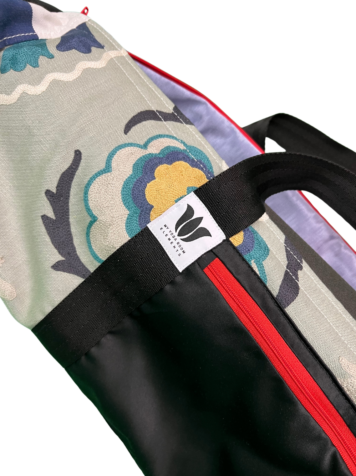 Red Zipper Yoga Mat Bag | Sage Green Mandala