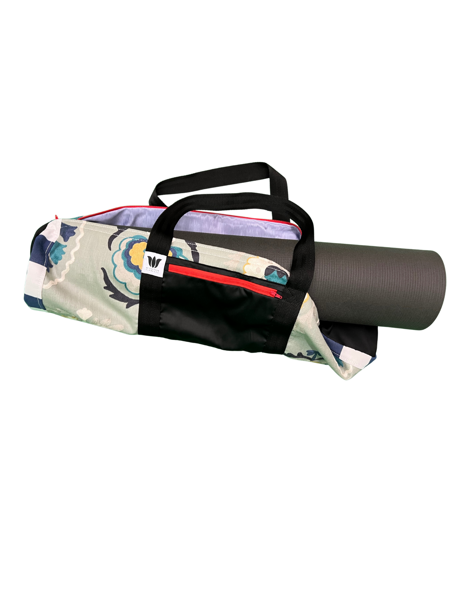 Red Zipper Yoga Mat Bag | Sage Green Mandala