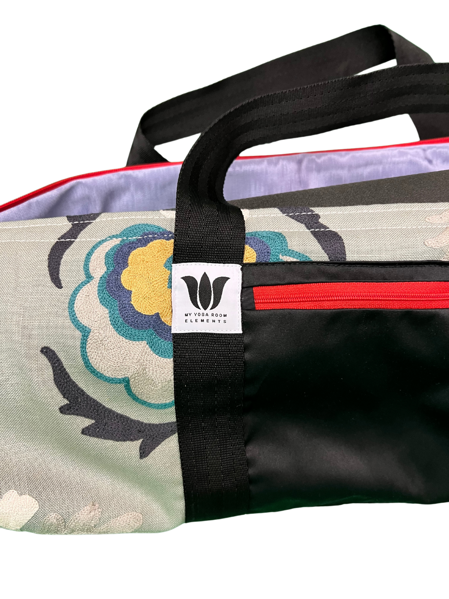 Red Zipper Yoga Mat Bag | Sage Green Mandala