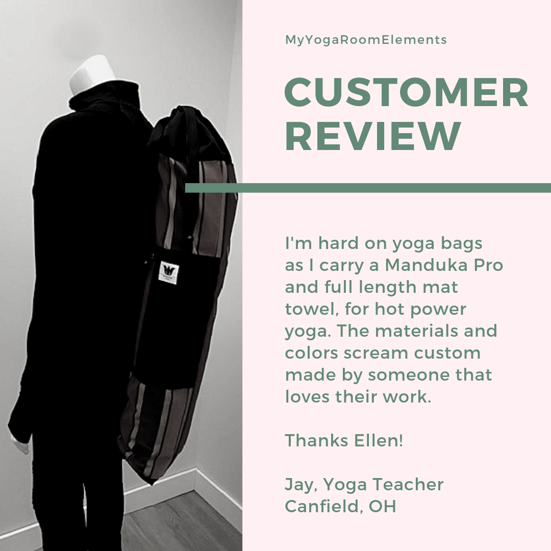 5 star customer review for My Yoga Room Elements custom yoga mat bags