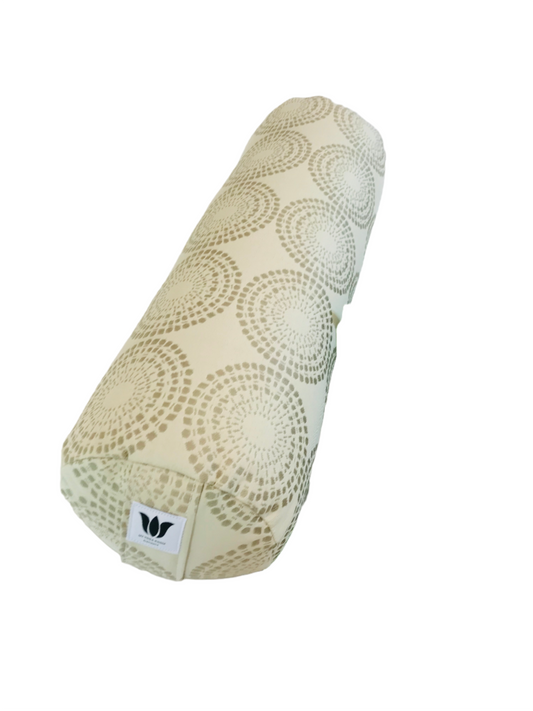 Round Yoga Bolster | Beige Mandala Canvas