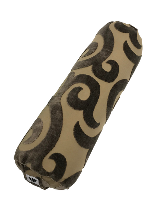 Round Yoga Bolster | Brown Scroll Plush