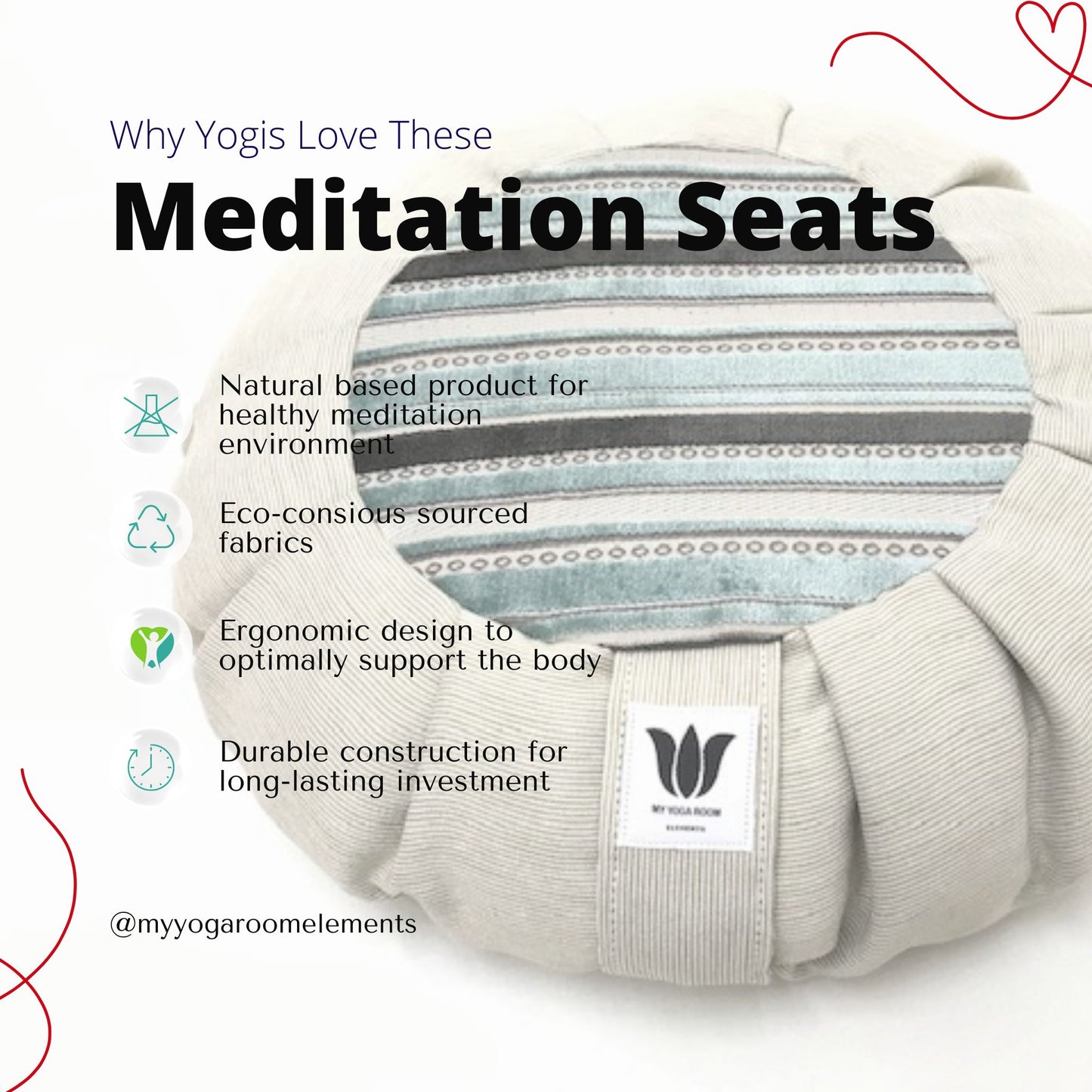 Meditation Cushion | Blue Satin Stripe