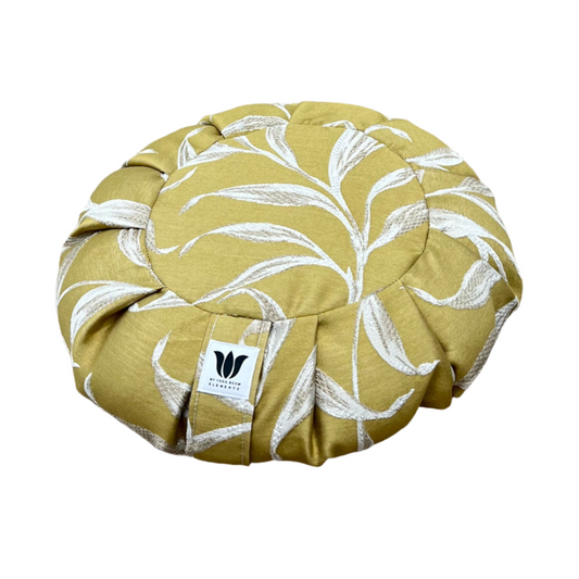 Meditation Cushion, Yellow Leaf Print, Premium Home Decor Fabric, Yoga Pillow, Zafu, Meditation Seat, Yoga Meditation Pillow, Meditate, Yoga