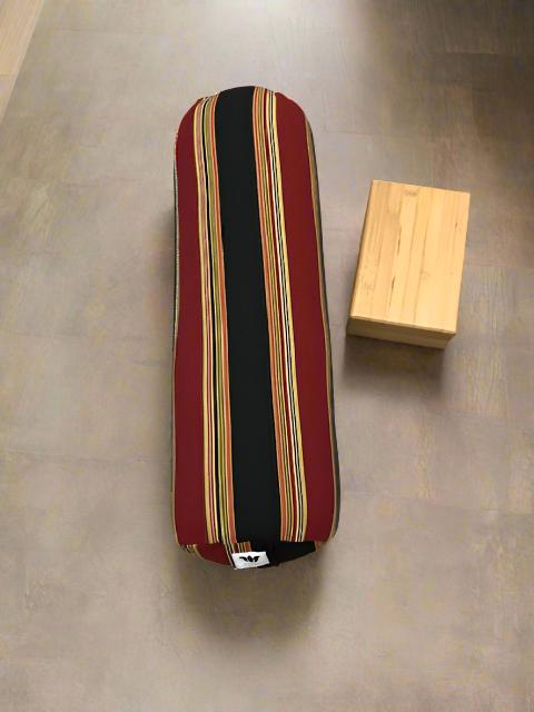 Round Yoga Bolster | Red Black Stripe