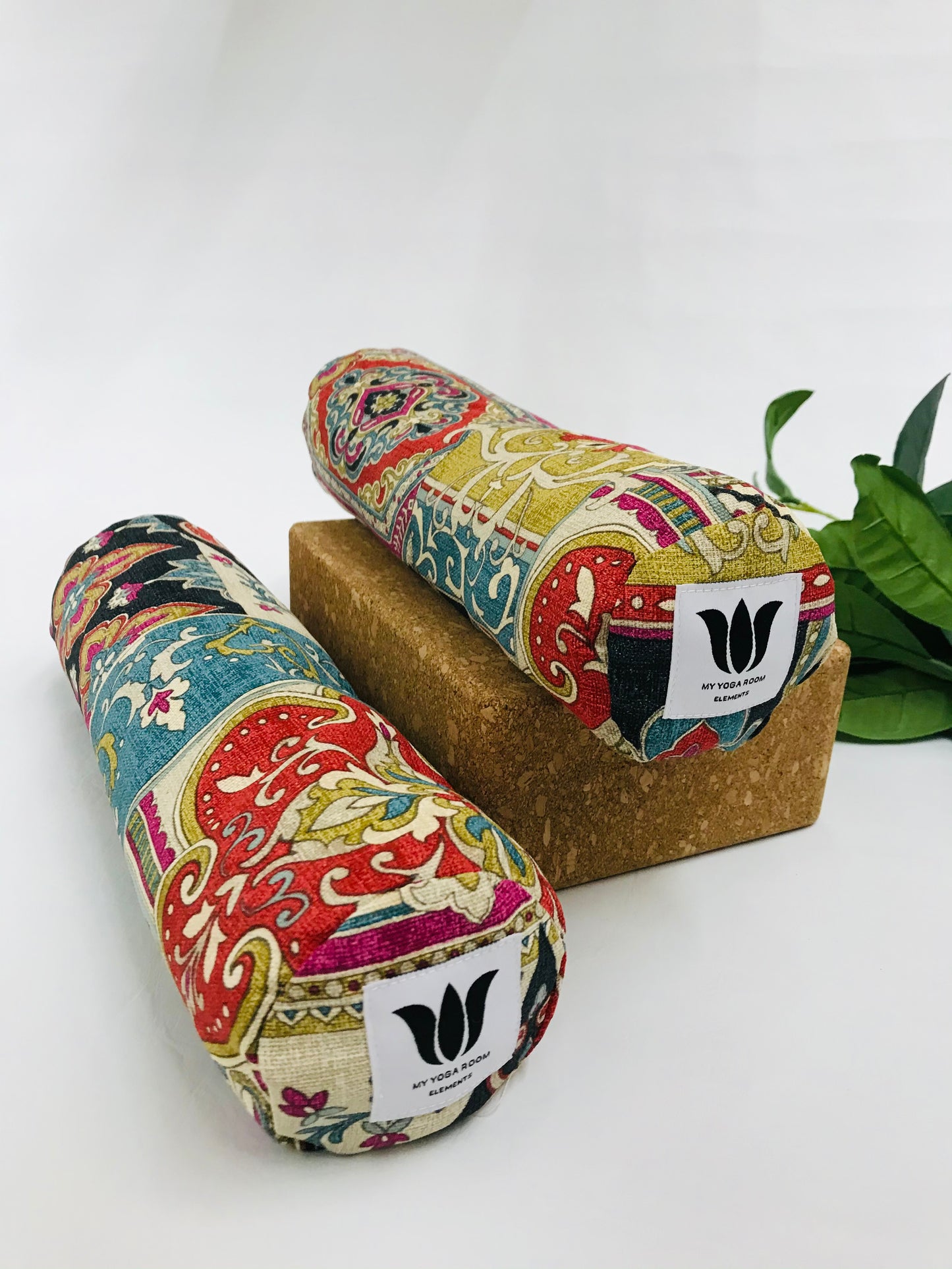 Mini yoga bolster in durable fabric, bright colour printed fabric. Cushion and support the body in the practice of yoga and meditation.Removeable cover. Made in Canada by My Yoga Room Elements