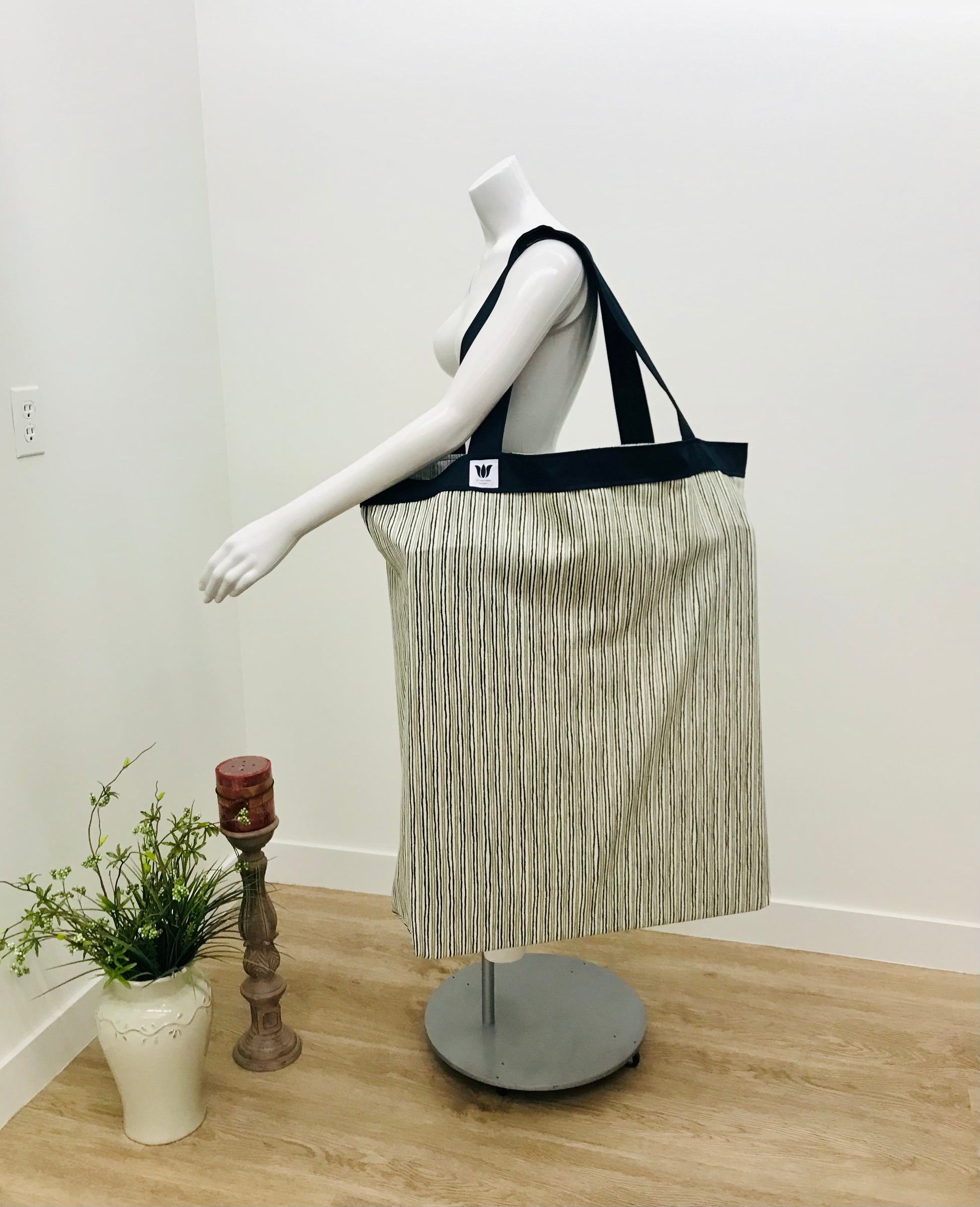 Extra large Yoga Tote in sturdy cotton canvas to carry and or store yoga props for yoga practice. Made in Canada by My Yoga Room Elements