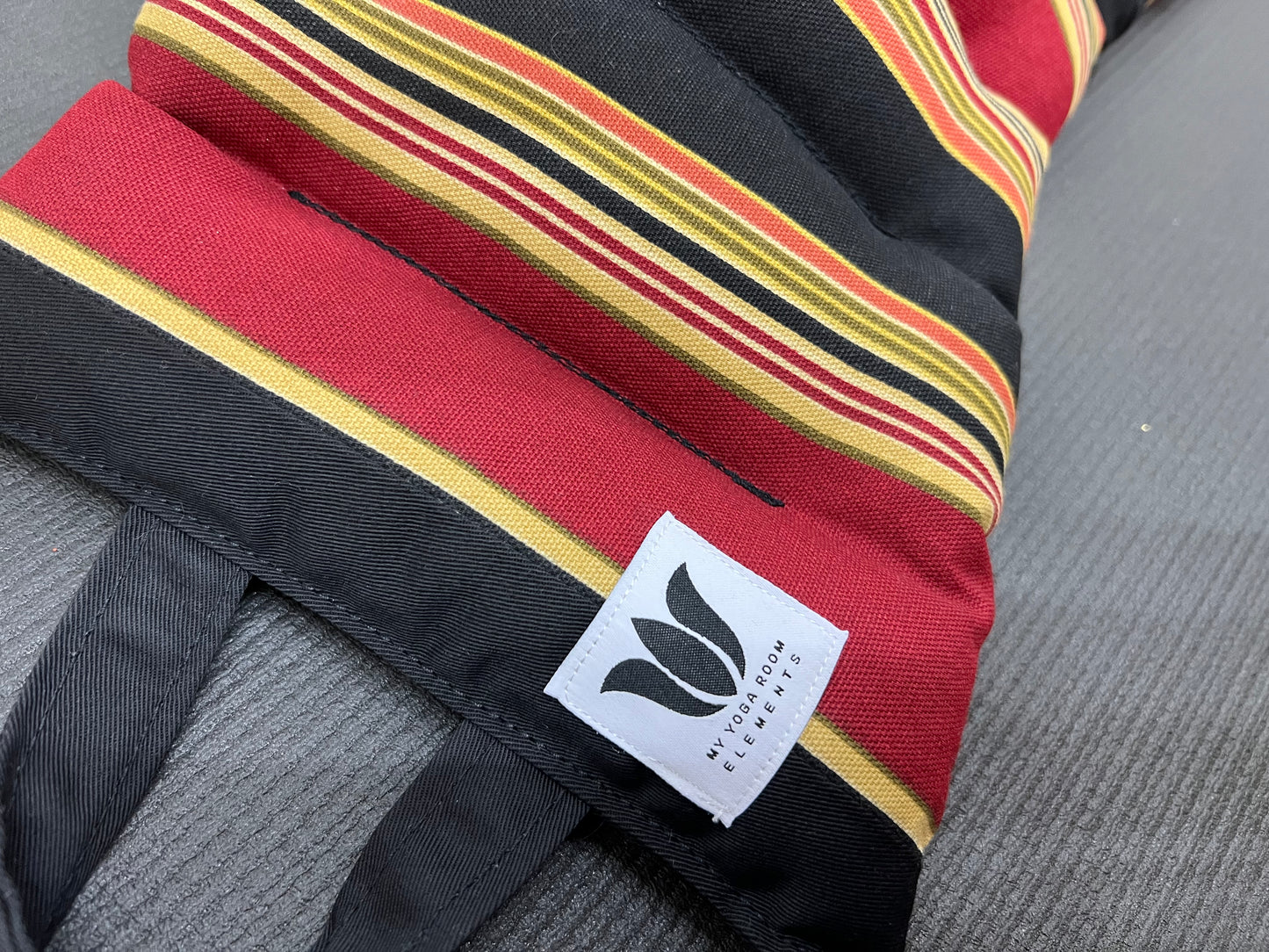 Yoga Sandbag version by My Yoga Room Elements. Add grounding to your practice with this heatable yoga prop. Handcrafted in Calgary in canvas striped fabric.