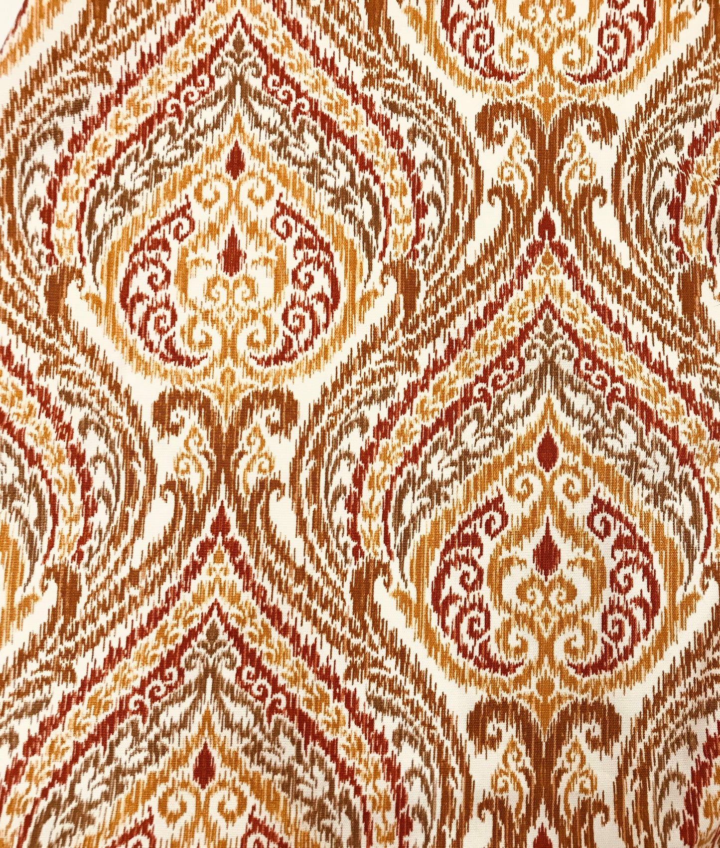 Turn your infinity scarf into a support for your meditation practice, quick snap and adjust to align the spine and sit in comfort. Created by My Yoga Room Elements and produced in Canada . Orange and Gold Damask