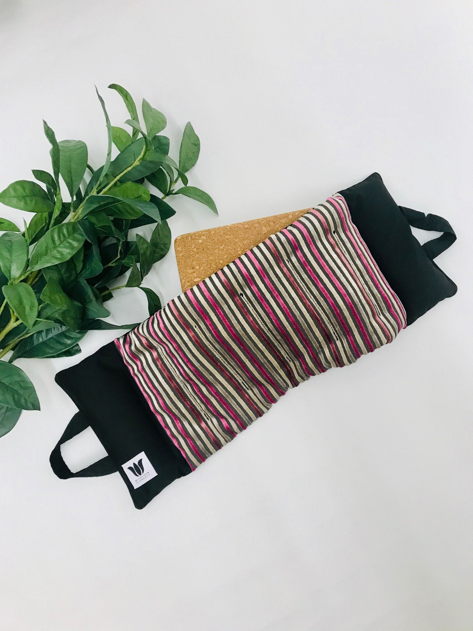 Yoga Sandbag version by My Yoga Room Elements. Add grounding to your practice with this heatable yoga prop. Handcrafted in Calgary in plush striped fabric.