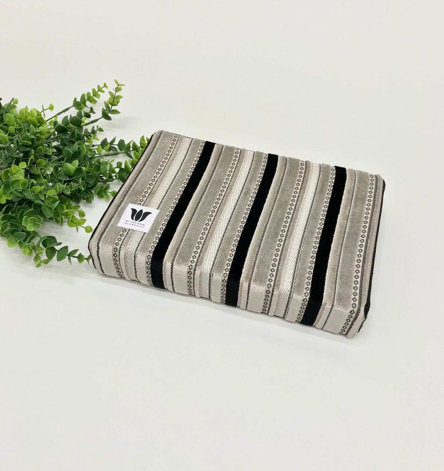 Yoga Block ~ Yoga Brick ~ Grey & Black Plush Fabric Covered Yoga Block ~ 2" Medium Density Foam ~ Knee Cushion ~ Yoga Prop ~ Yoga Support