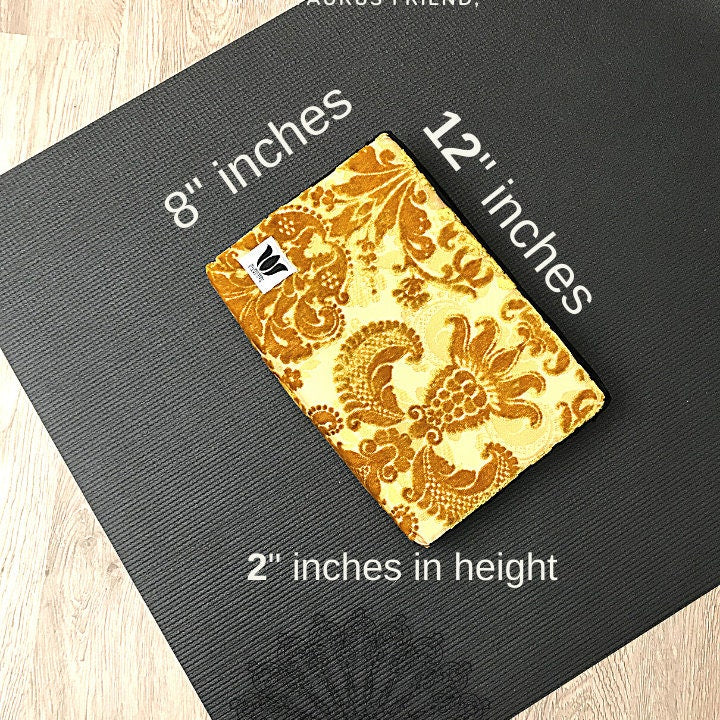 Yoga Block ~ Yoga Brick ~ Grey & Black Plush Fabric Covered Yoga Block ~ 2" Medium Density Foam ~ Knee Cushion ~ Yoga Prop ~ Yoga Support