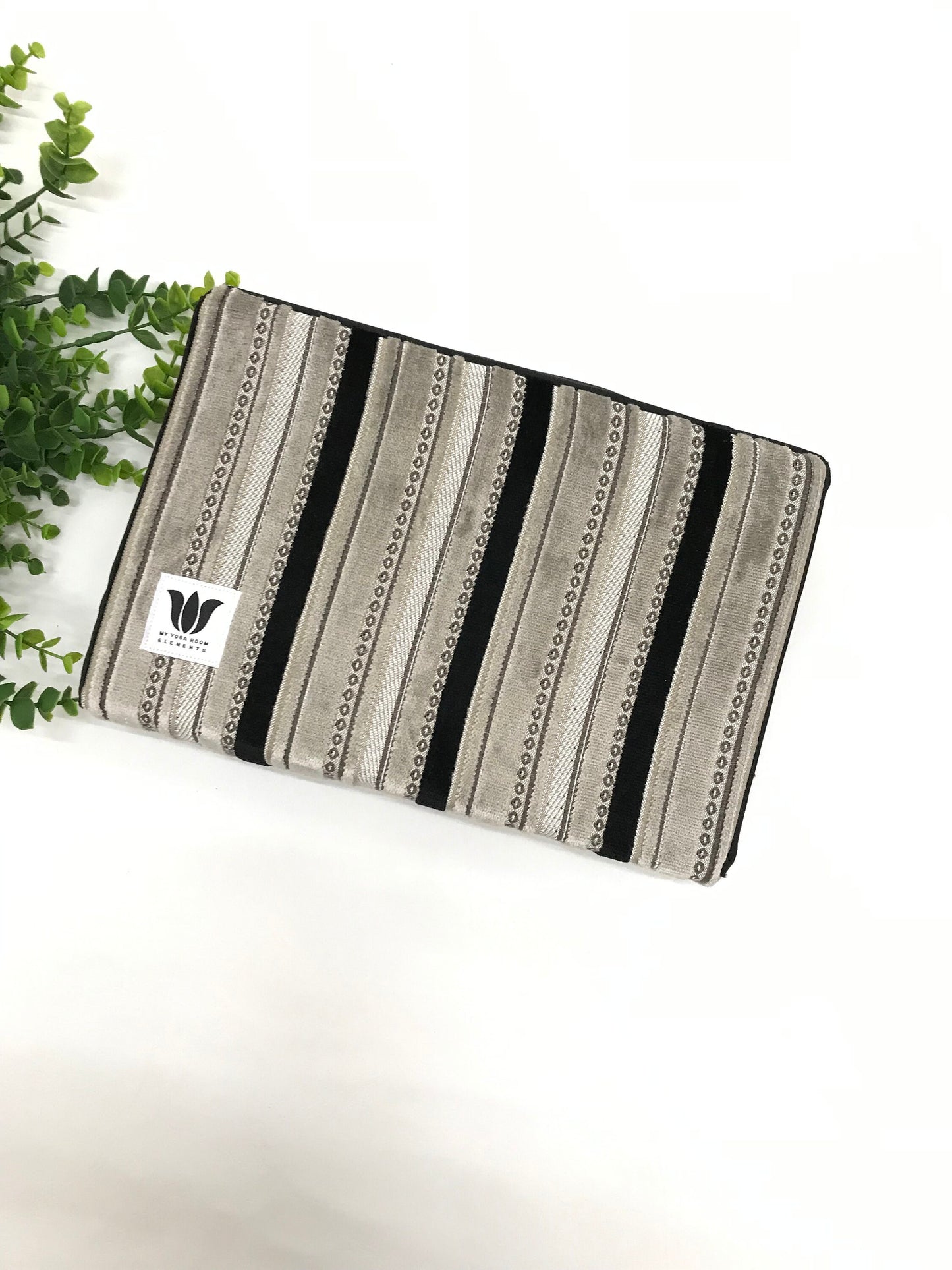 Yoga Block ~ Yoga Brick ~ Grey & Black Plush Fabric Covered Yoga Block ~ 2" Medium Density Foam ~ Knee Cushion ~ Yoga Prop ~ Yoga Support