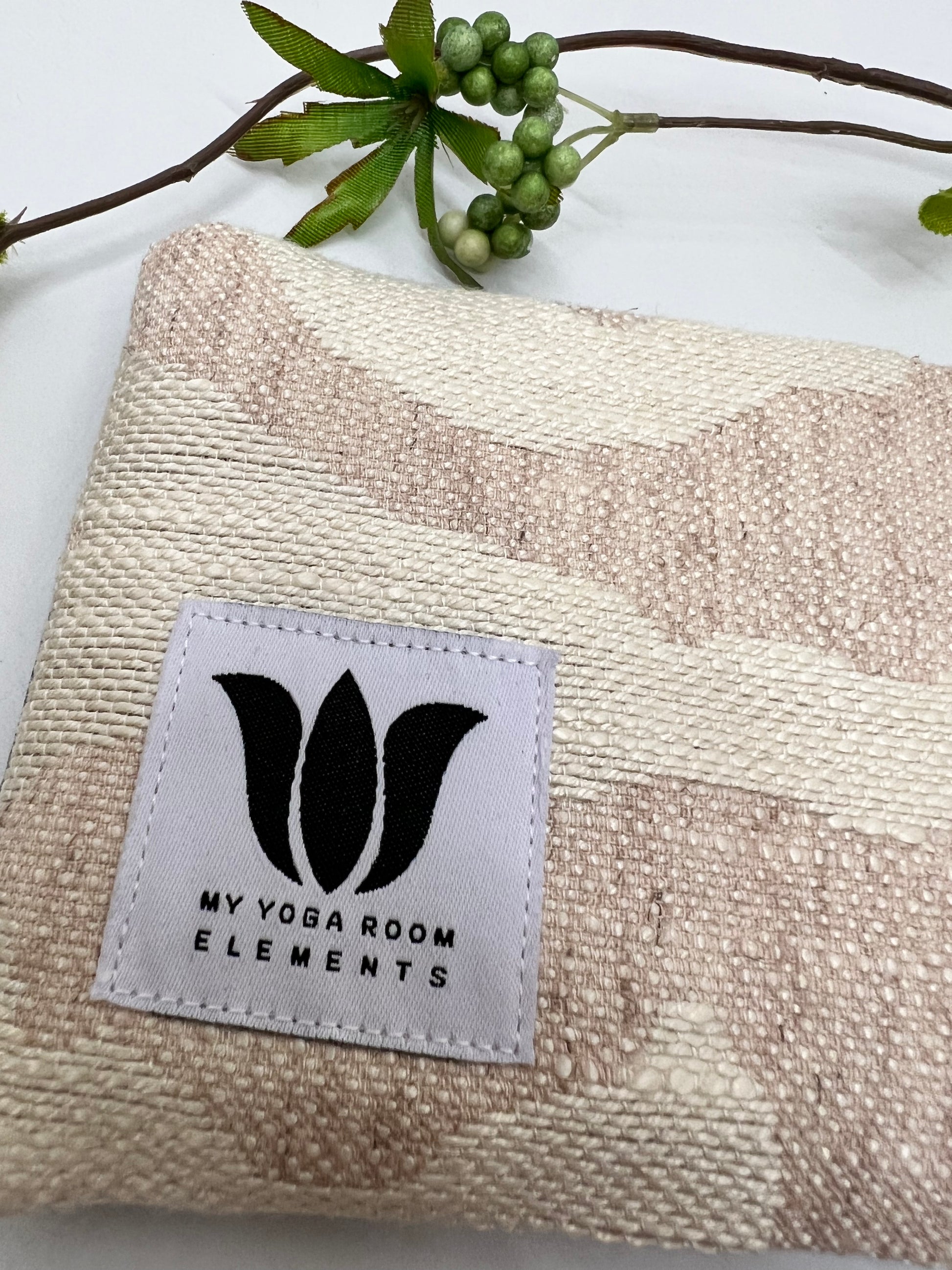 Soft Pink and Cream Eye Pillow in Silk Linen and bamboo fabric. Eye bag unscented and is made in Canada by My Yoga Room Elements