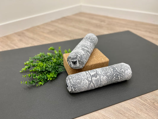 Two mini yoga bolsters to support and cushion the body in yoga and exercise practice. Made in Canada by My Yoga Room Elements