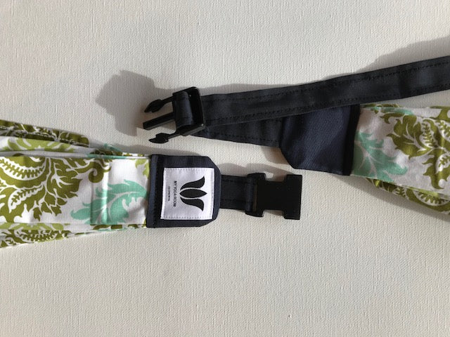 Turn your infinity scarf into a support for your meditation practice, quick snap and adjust to align the spine and sit in comfort. Created by My Yoga Room Elements and produced in Canada . Shades of Green Damask