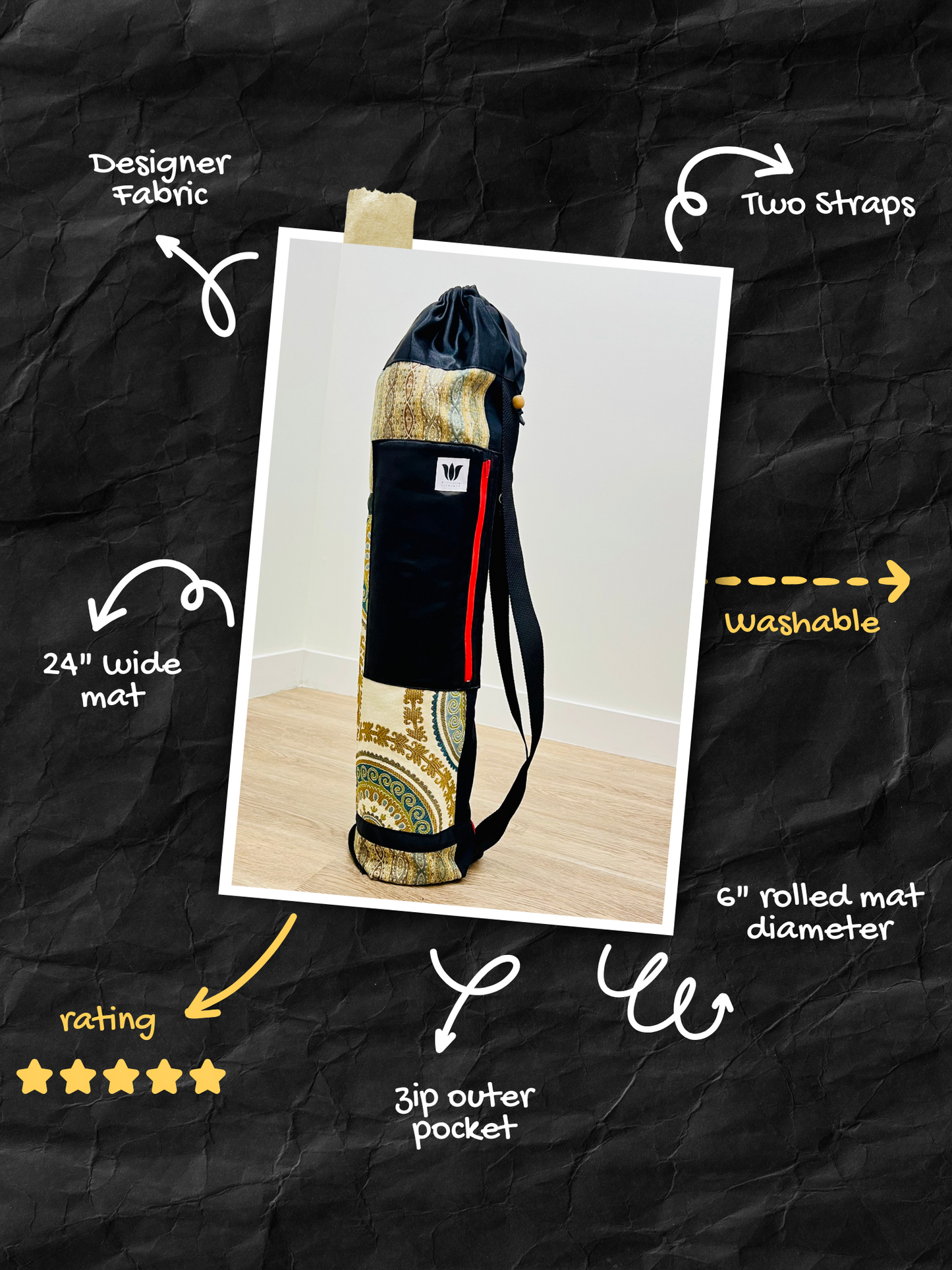 Kalahari Compass | Red Zipper Yoga Mat Bag