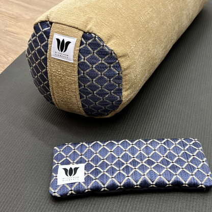 Premium Yoga Bolster & Eye Pillow Set - Indigo Camel | Restorative & Yin Yoga Support