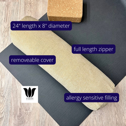 Premium Yoga Bolster & Eye Pillow Set - Indigo Camel | Restorative & Yin Yoga Support