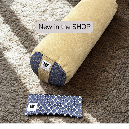 Premium Yoga Bolster & Eye Pillow Set - Indigo Camel | Restorative & Yin Yoga Support