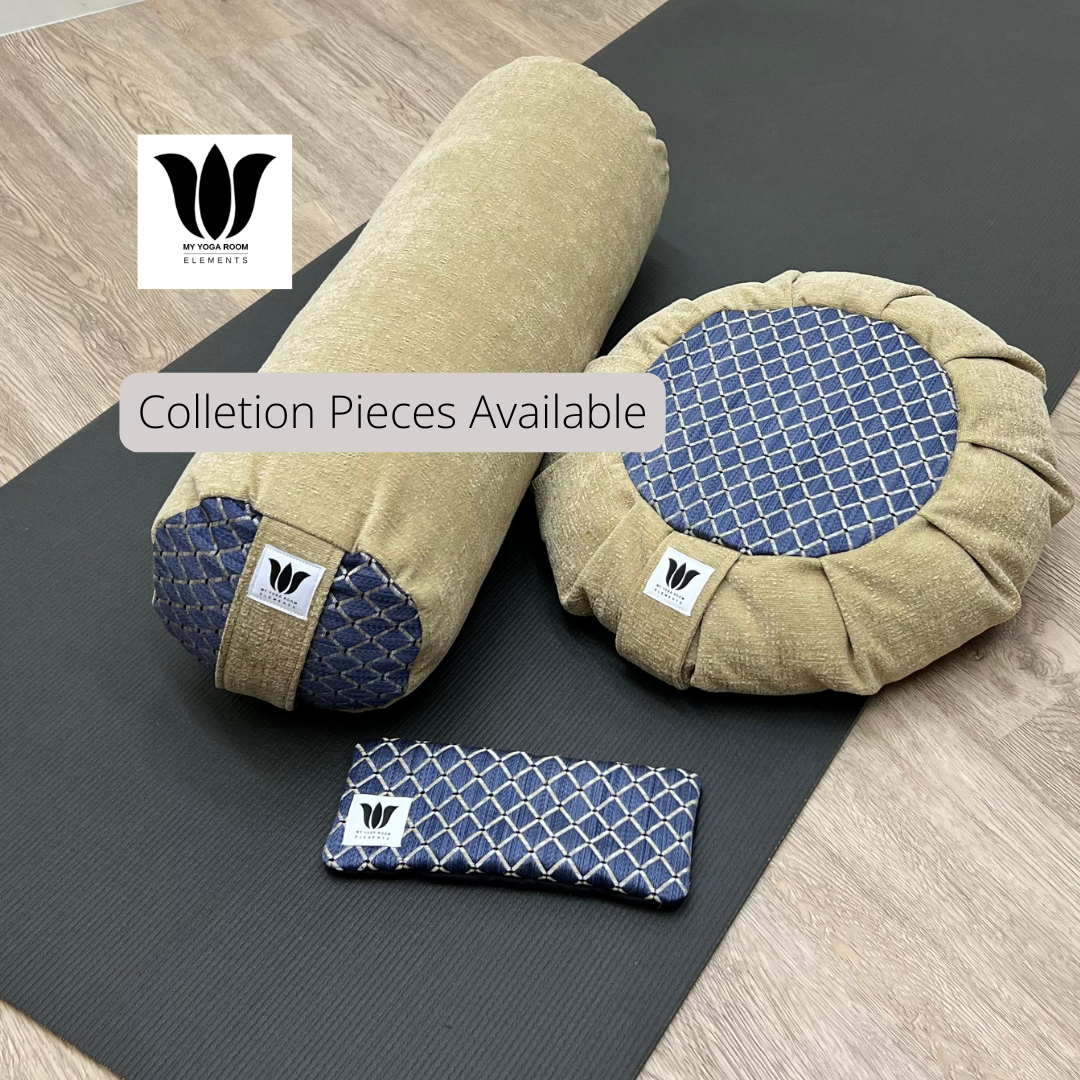 Premium Yoga Bolster & Eye Pillow Set - Indigo Camel | Restorative & Yin Yoga Support