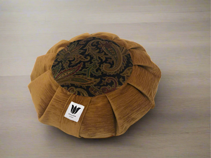 Meditation Cushion | Gold Royal Blue Paisley