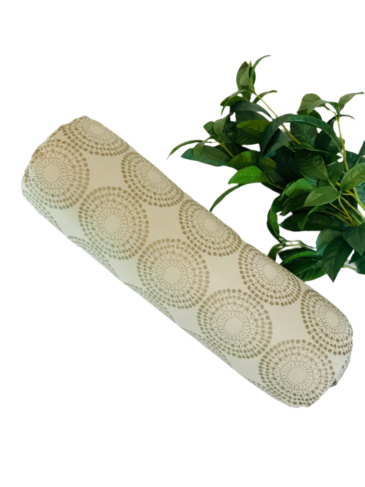 Round Yoga Bolster | Beige Mandala Canvas