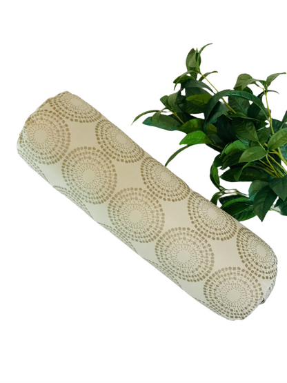 Round Yoga Bolster | Beige Mandala Canvas