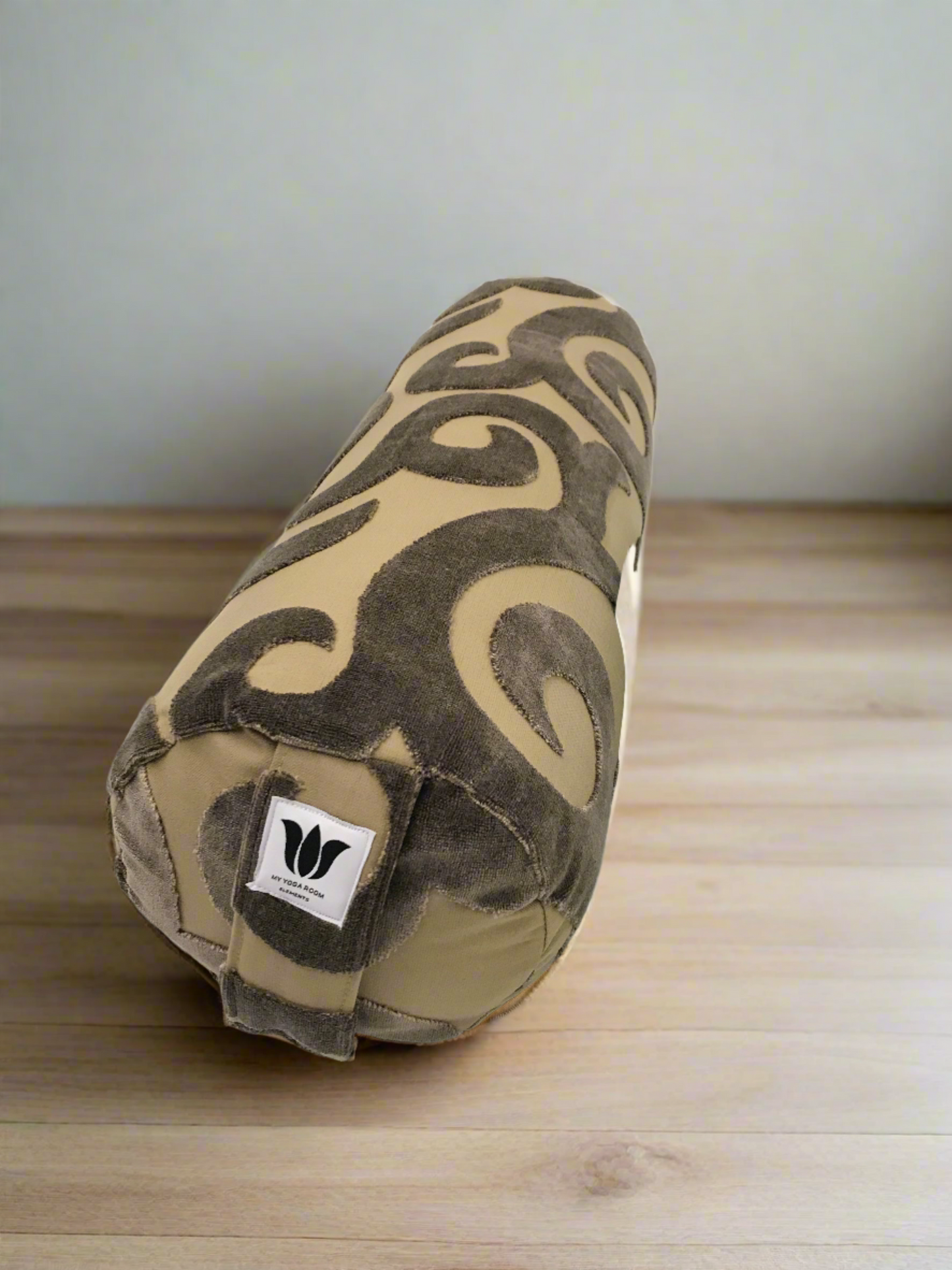 Round Yoga Bolster | Brown Scroll Plush