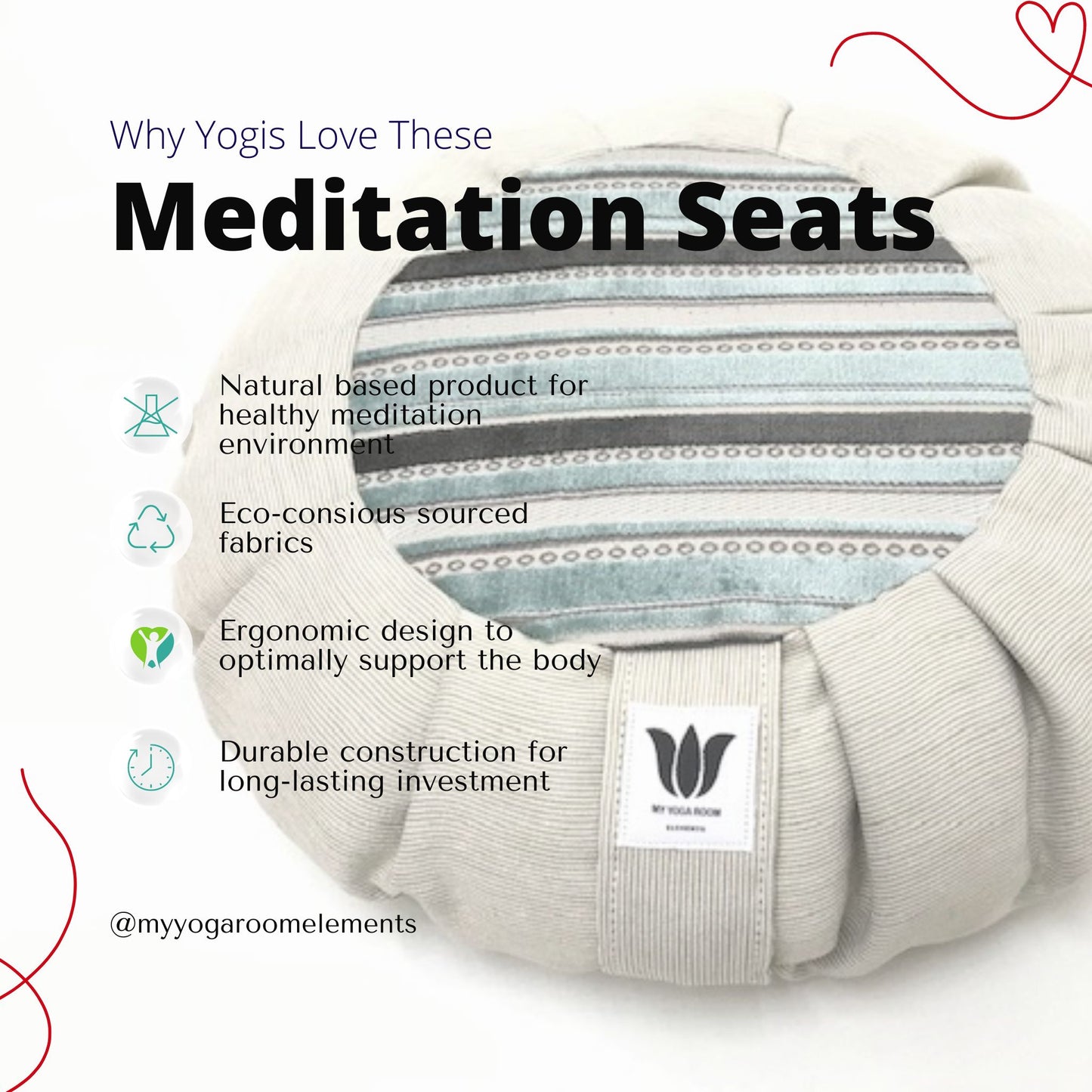 Meditation Cushion | Blue Grey Watercolor