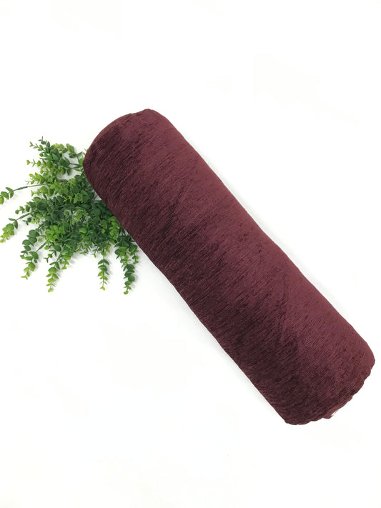 Round yoga bolster in durable plush, dark purple solid print fabric. Allergy conscious fill with removeable cover. Made in Canada by My Yoga Room Elements