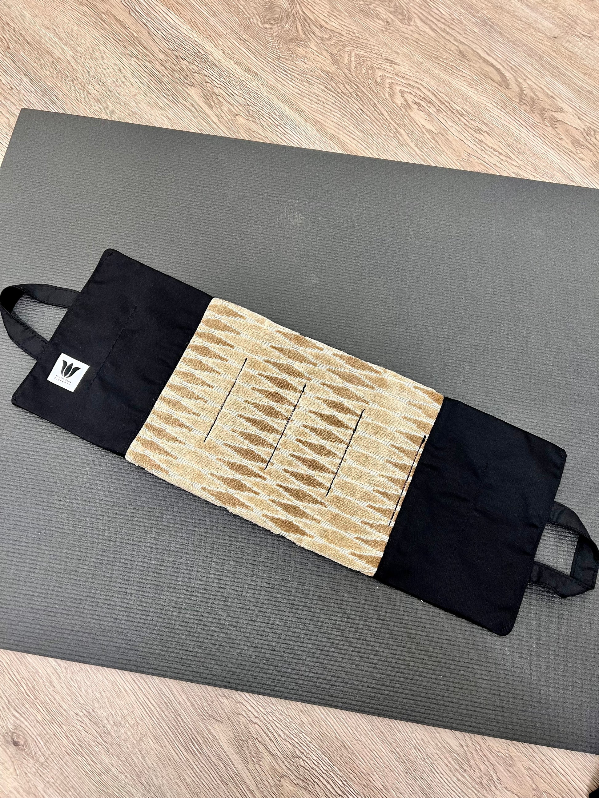 Yoga Sandbag version by My Yoga Room Elements. Add grounding to your practice with this heatable yoga prop. Handcrafted in Calgary in plush diamond print fabric.