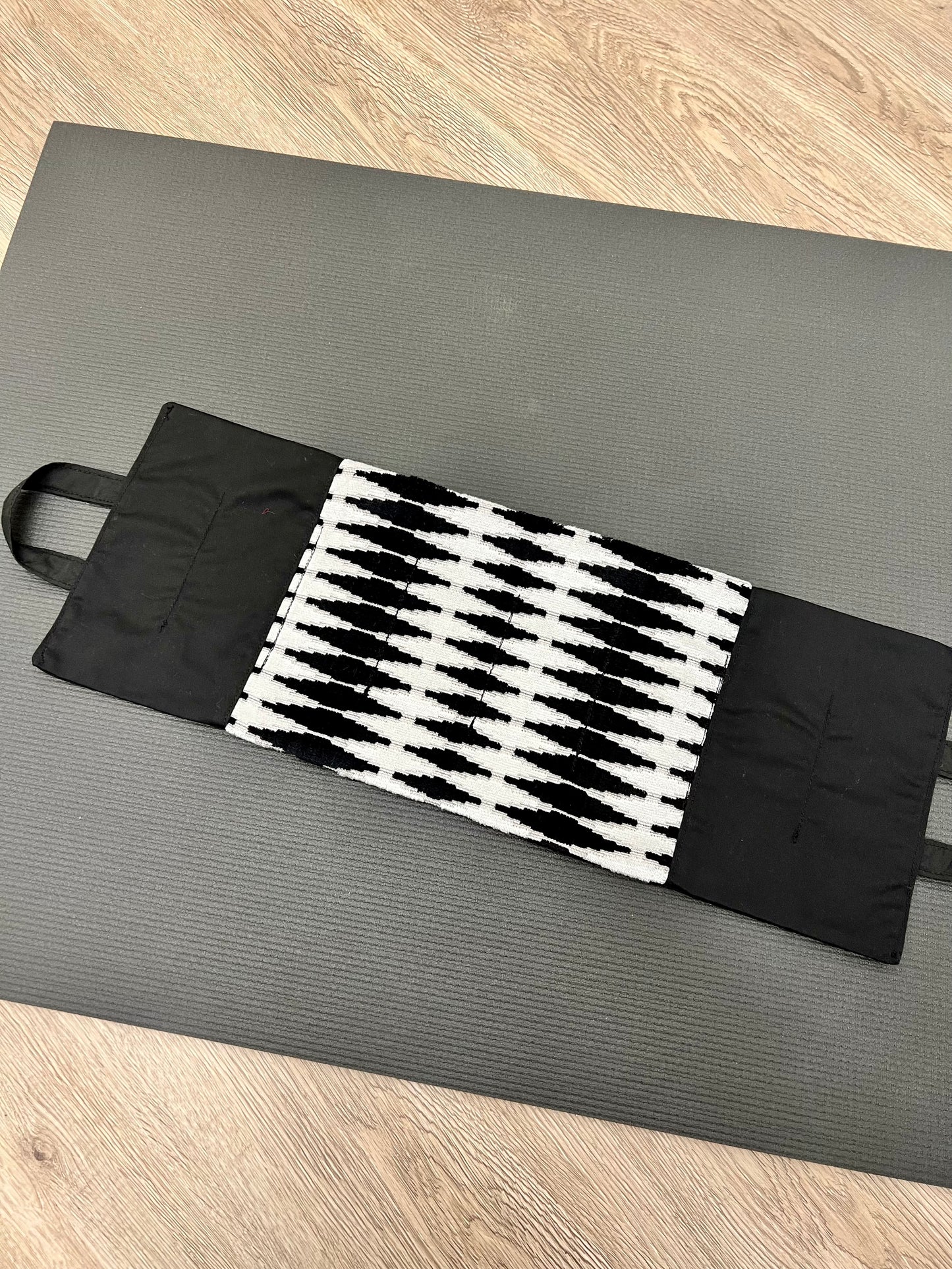Yoga Sandbag version by My Yoga Room Elements. Add grounding to your practice with this heatable yoga prop. Handcrafted in Calgary in plush diamond print fabric.