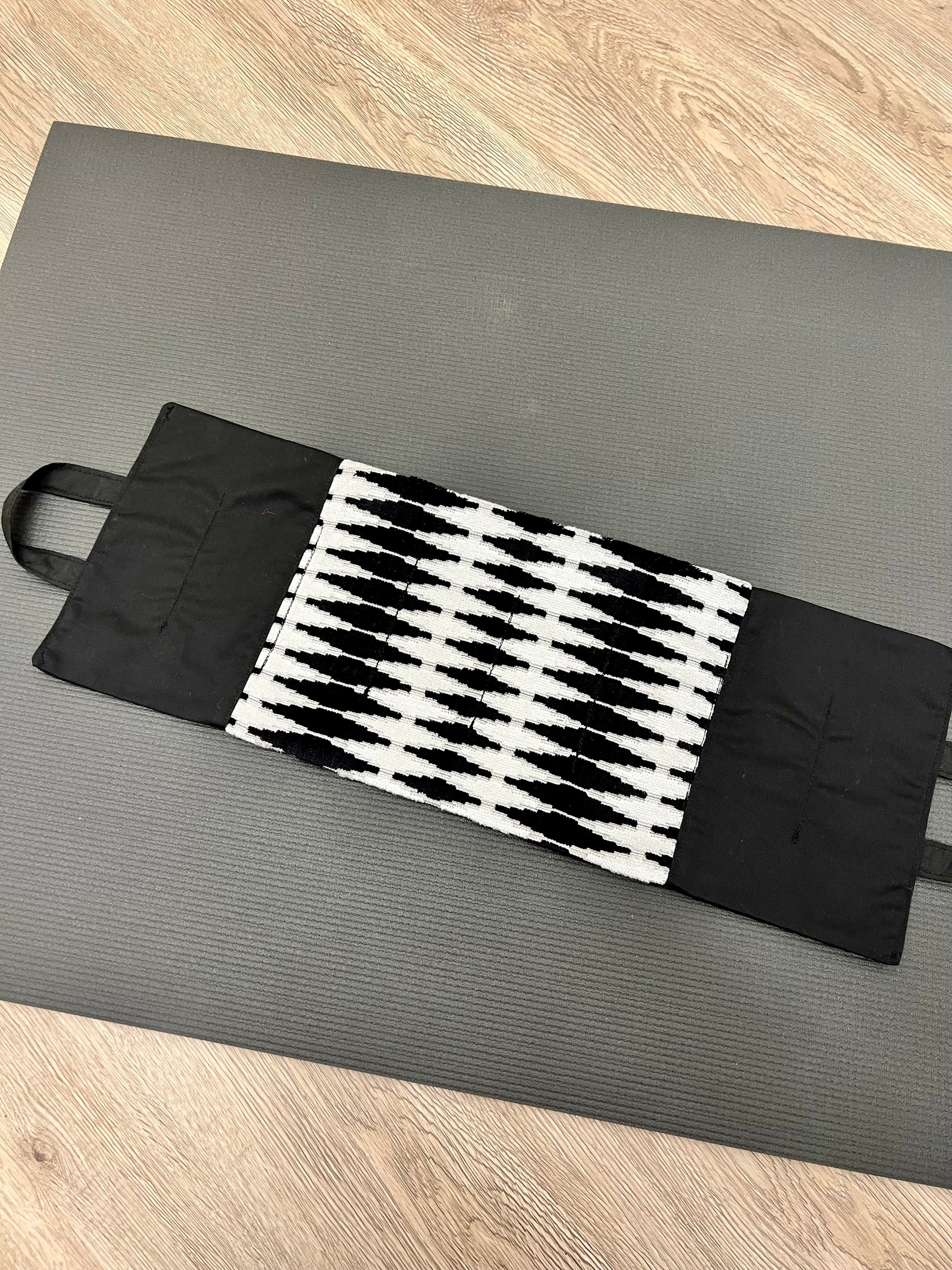 Yoga Sandbag version by My Yoga Room Elements. Add grounding to your practice with this heatable yoga prop. Handcrafted in Calgary in plush diamond print fabric.