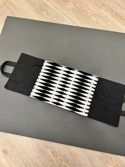 Yoga Sandbag version by My Yoga Room Elements. Add grounding to your practice with this heatable yoga prop. Handcrafted in Calgary in plush diamond print fabric.