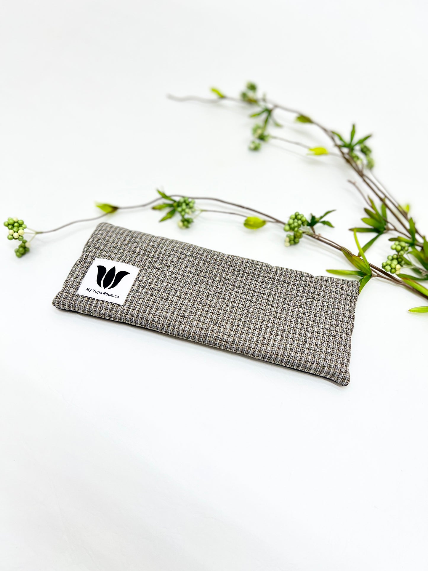 Yoga pillow, unscented, therapeutically weighted to soothe eye strain and stress or enhance your savasana. Handcrafted in Canada by My Yoga Room Elements. Blue Herringbone.
