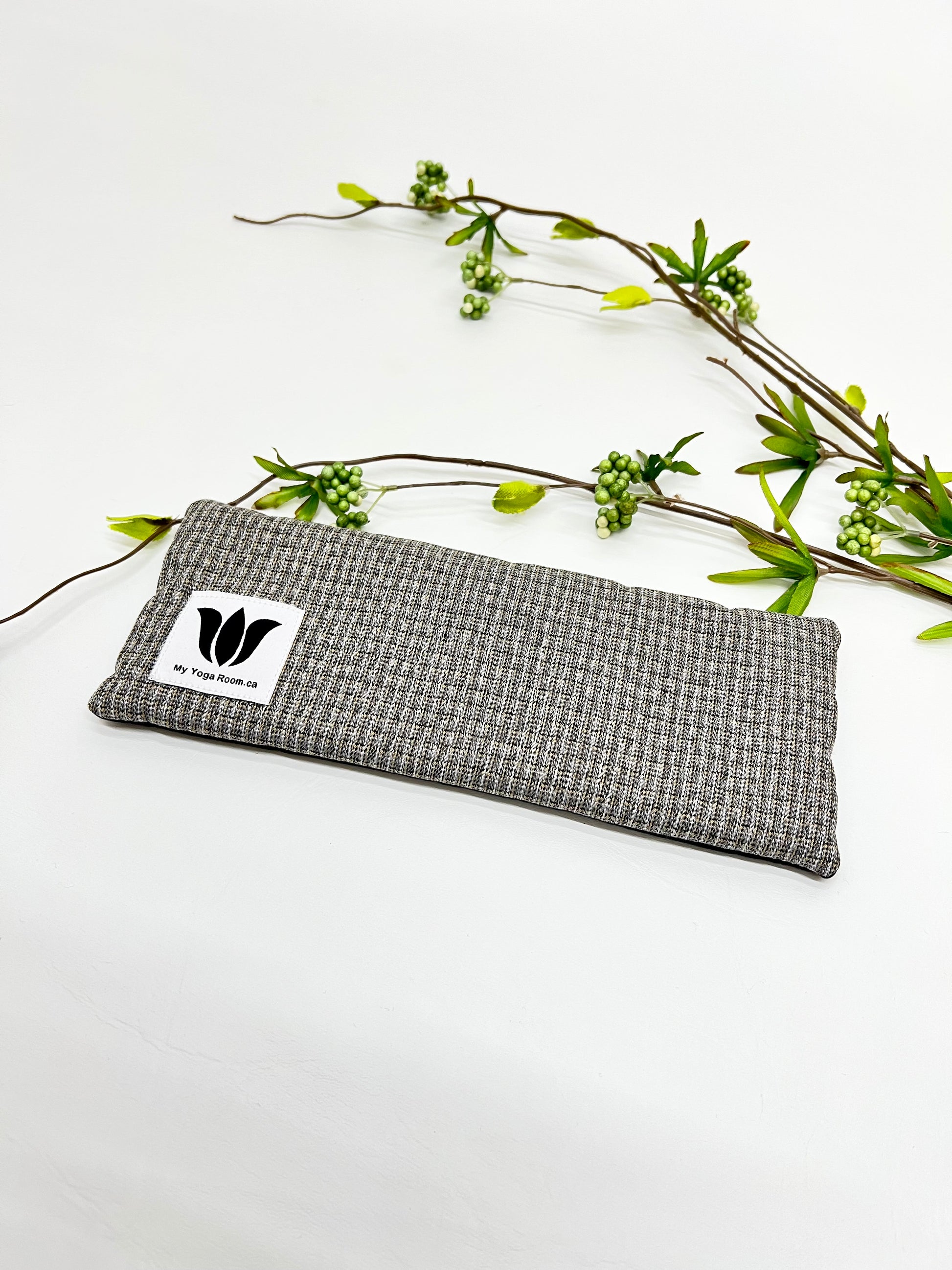 Yoga pillow, unscented, therapeutically weighted to soothe eye strain and stress or enhance your savasana. Handcrafted in Canada by My Yoga Room Elements. Blue Herringbone.