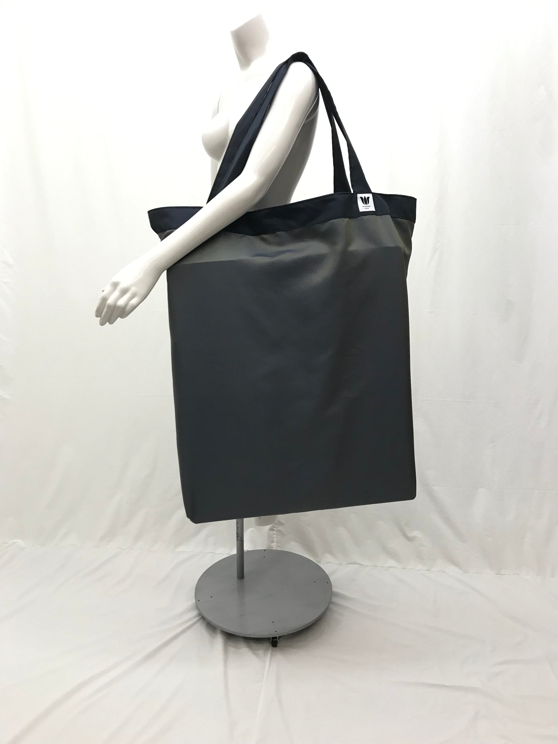 Extra Large Yoga Tote Bag in subtle iridescent blue fabric to carry and or store yoga props for yoga practice. Made in Canada by My Yoga Room Elements