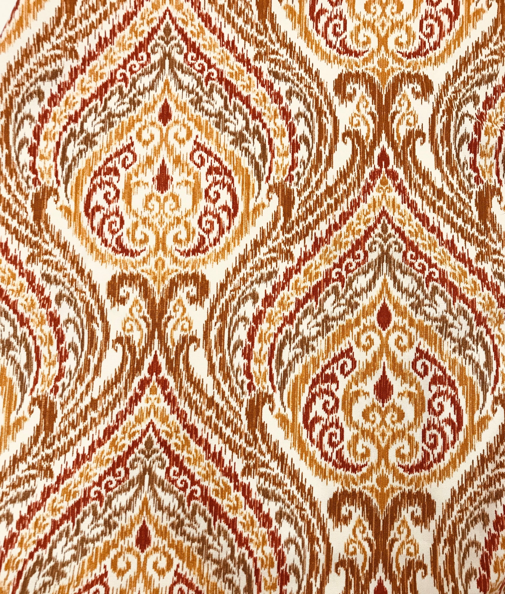 Turn your infinity scarf into a support for your meditation practice, quick snap and adjust to align the spine and sit in comfort. Created by My Yoga Room Elements and produced in Canada . Orange and Gold Damask