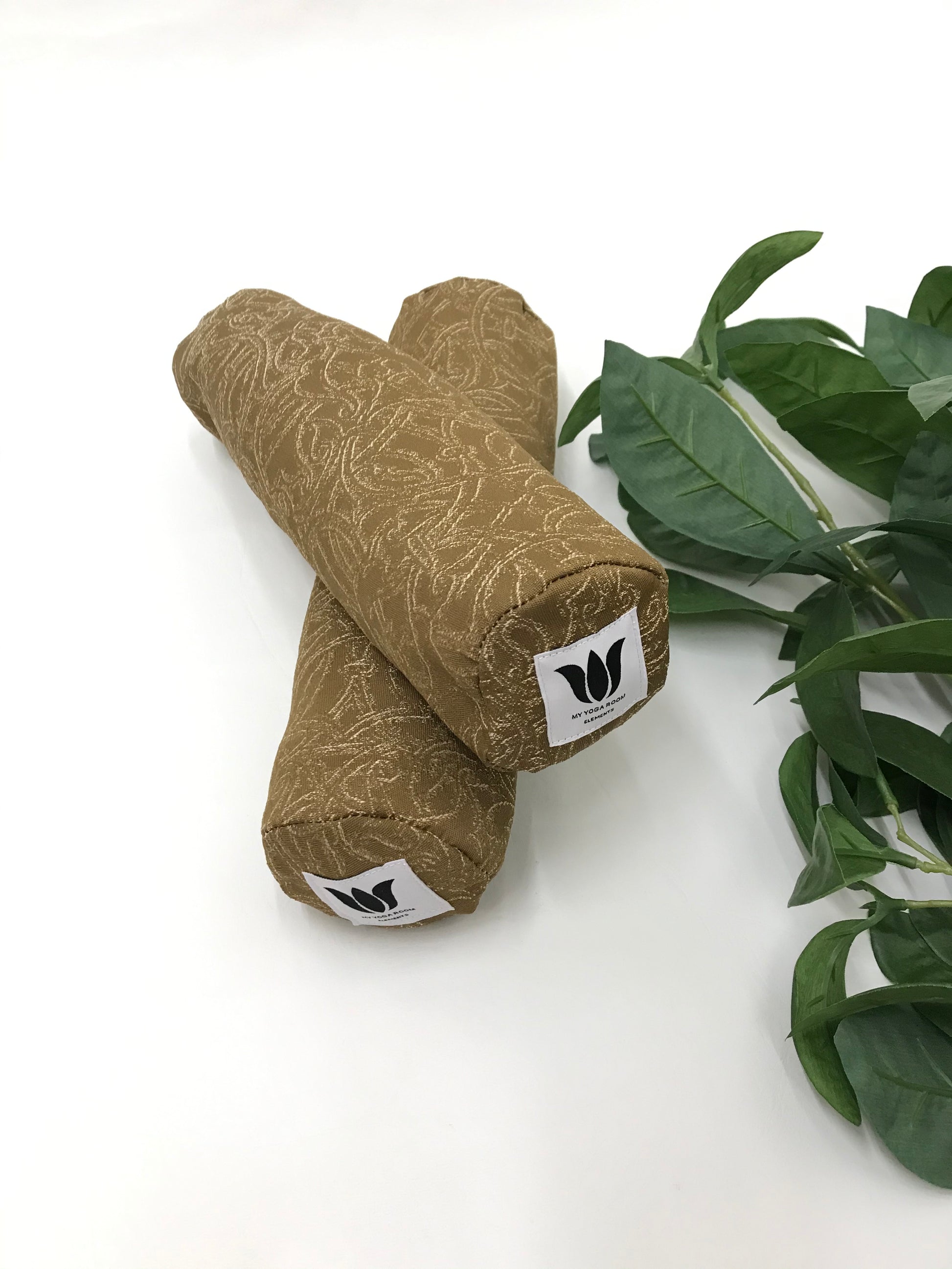 Mini yoga bolster in durable fabric, brown textured fabric. Cushion and support the body in the practice of yoga and meditation.Removeable cover. Made in Canada by My Yoga Room Elements