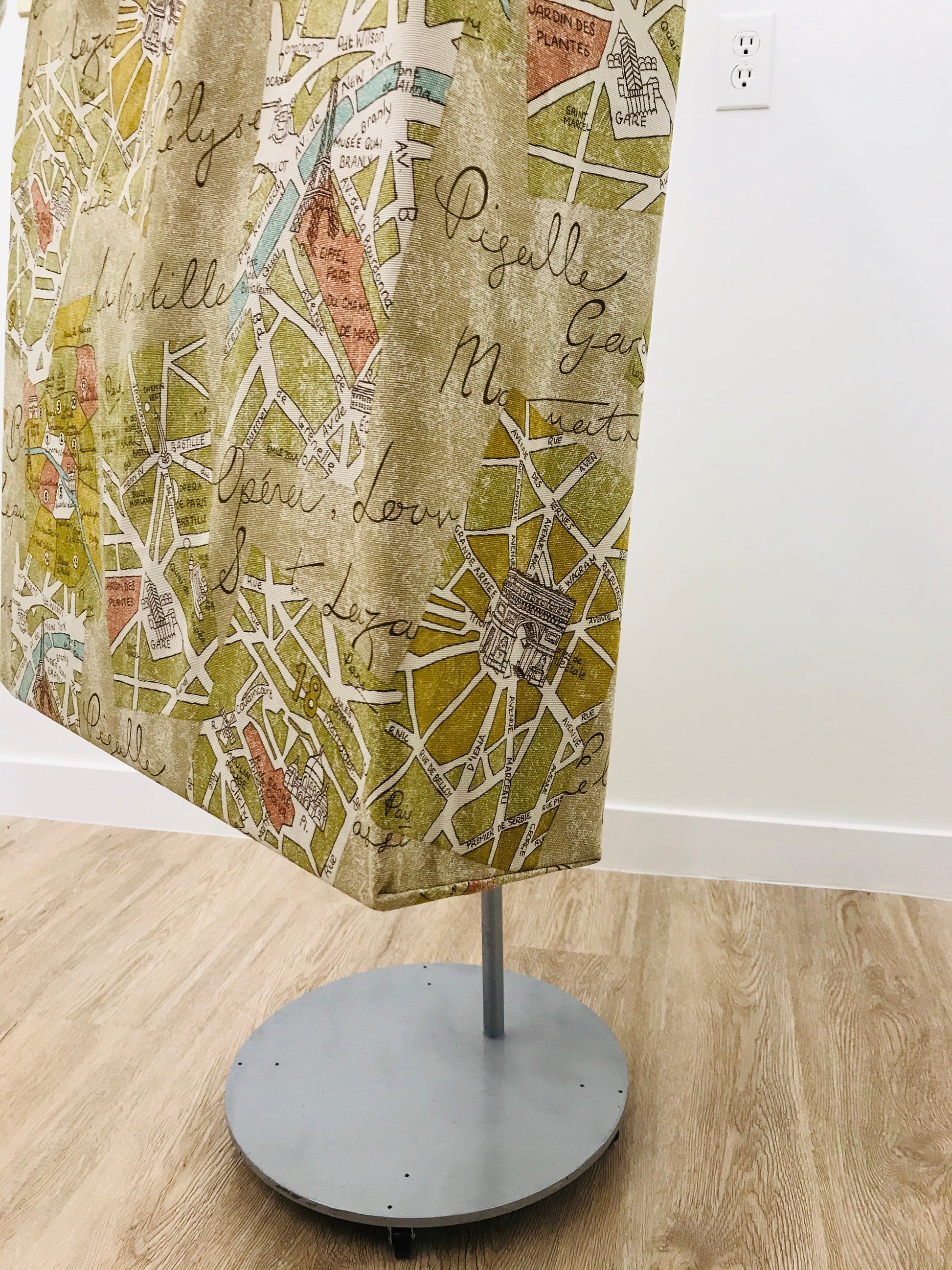 Extra Large Yoga Tote Bag in France Map novelty cotton canvas fabric to carry and or store yoga props for yoga practice. Made in Canada by My Yoga Room Elements