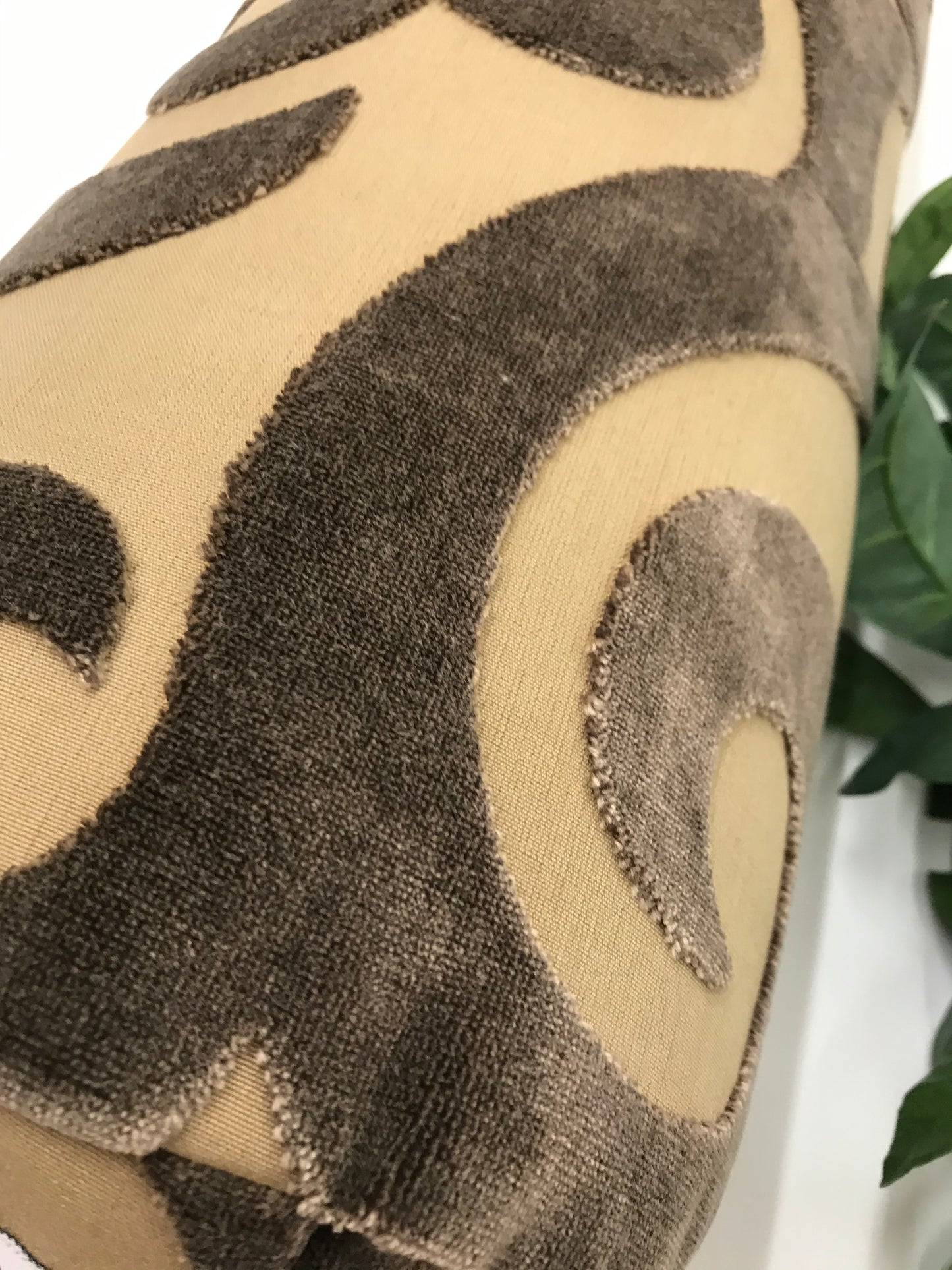 Round Yoga Bolster | Brown Scroll Plush