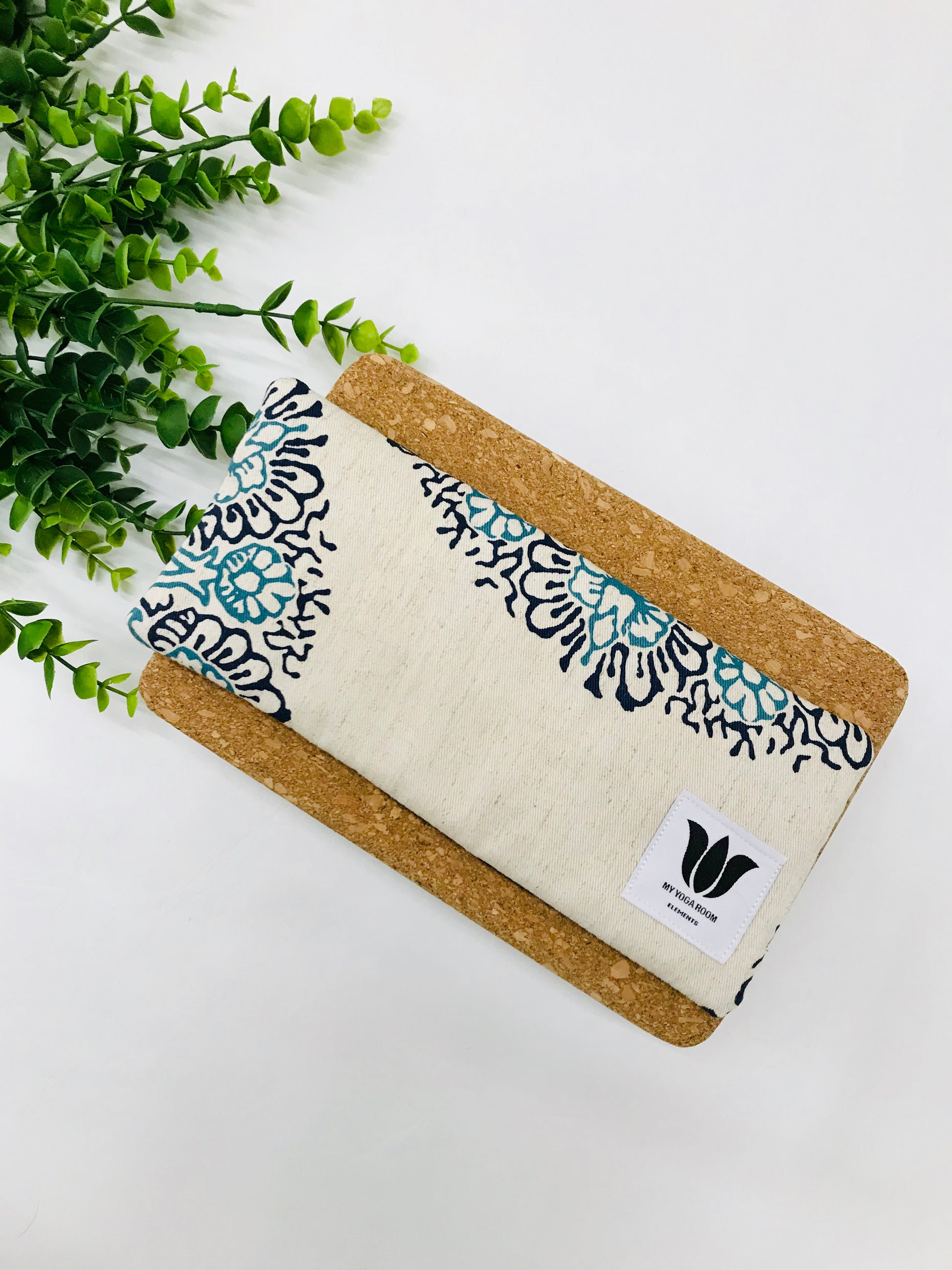 Yoga pillow, therapeutically weighted to soothe eye strain and stress in natural linen and bamboo mandala fabric. Handcrafted in Canada by My Yoga Room Elements.