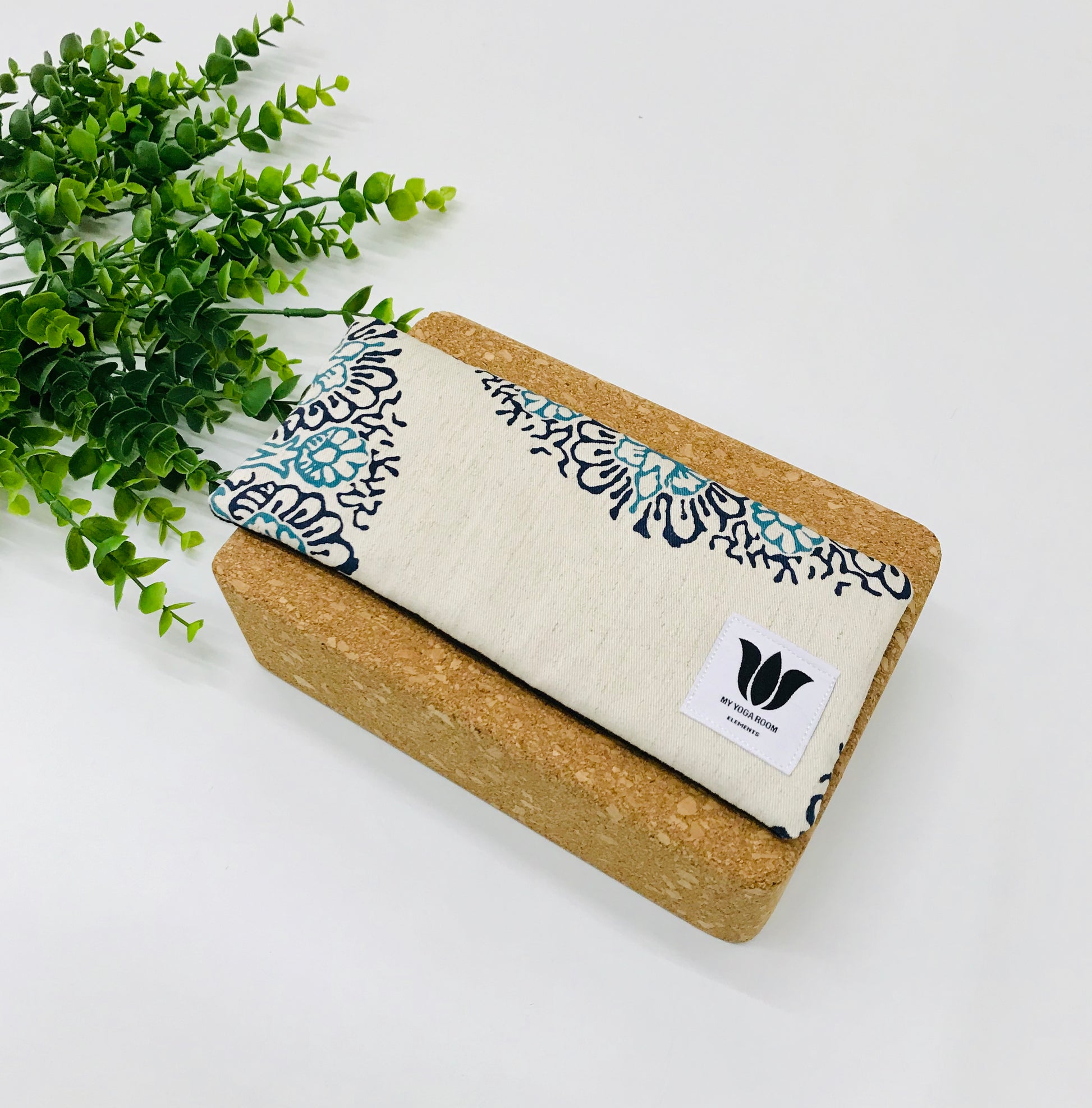 Yoga pillow, therapeutically weighted to soothe eye strain and stress in natural linen and bamboo mandala fabric. Handcrafted in Canada by My Yoga Room Elements.