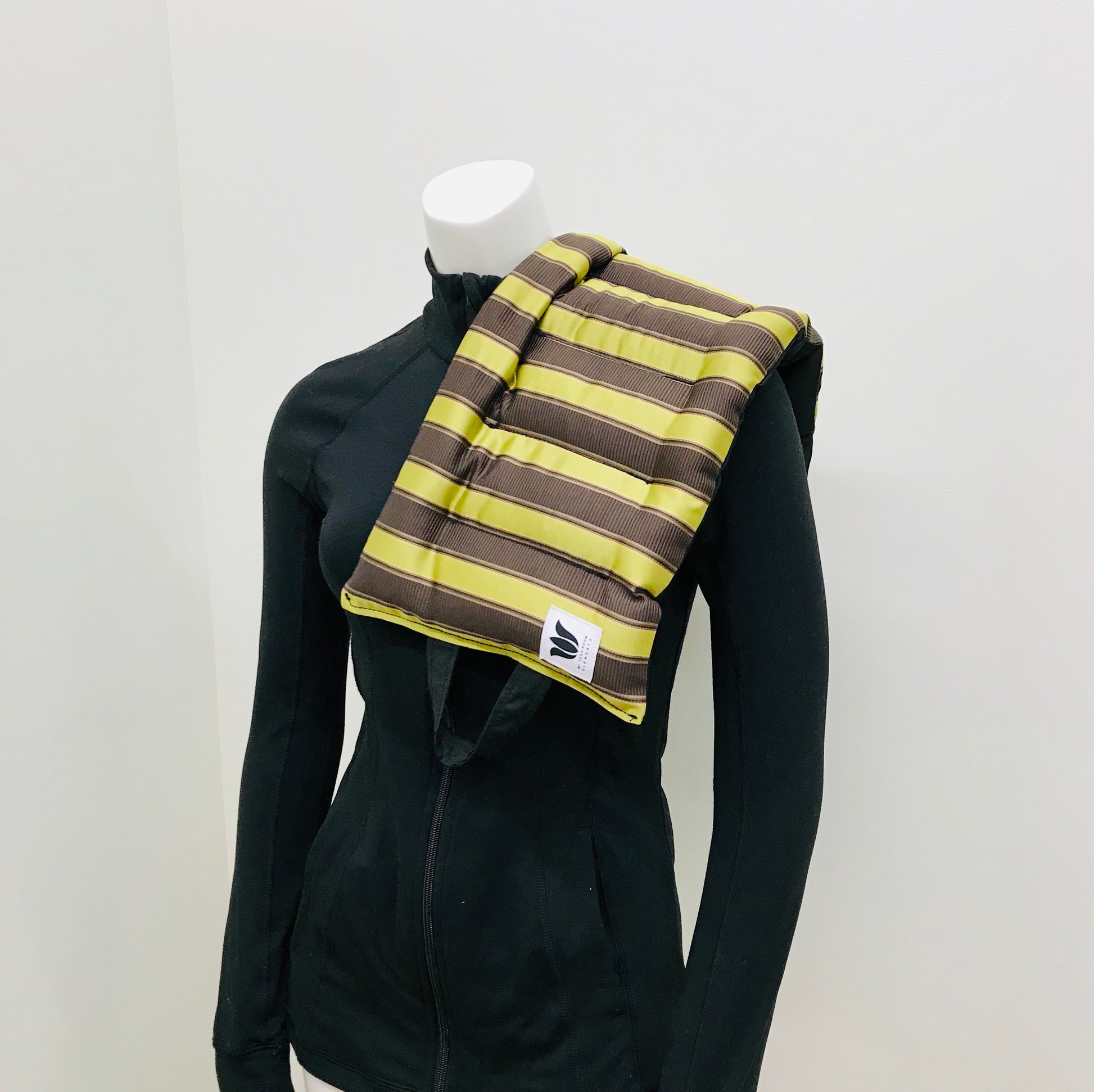 Yoga Sandbag version by My Yoga Room Elements. Add grounding to your practice with this heatable yoga prop. Handcrafted in Calgary in sateen striped fabric.