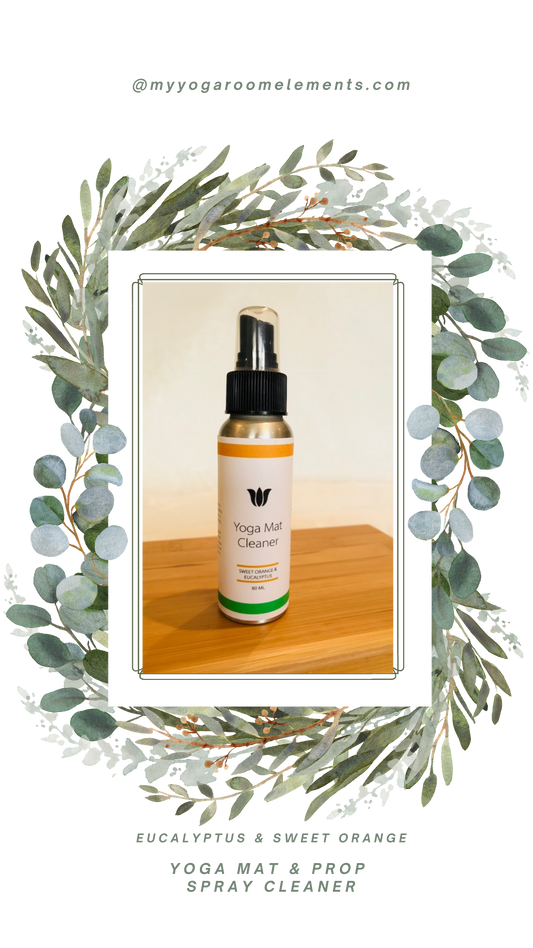 Keep yoga mat and yoga props clean with a quick spray of this natural eucalyptus and sweet orange mat and prop cleaner. Made in small batches by My Yoga Room Elements