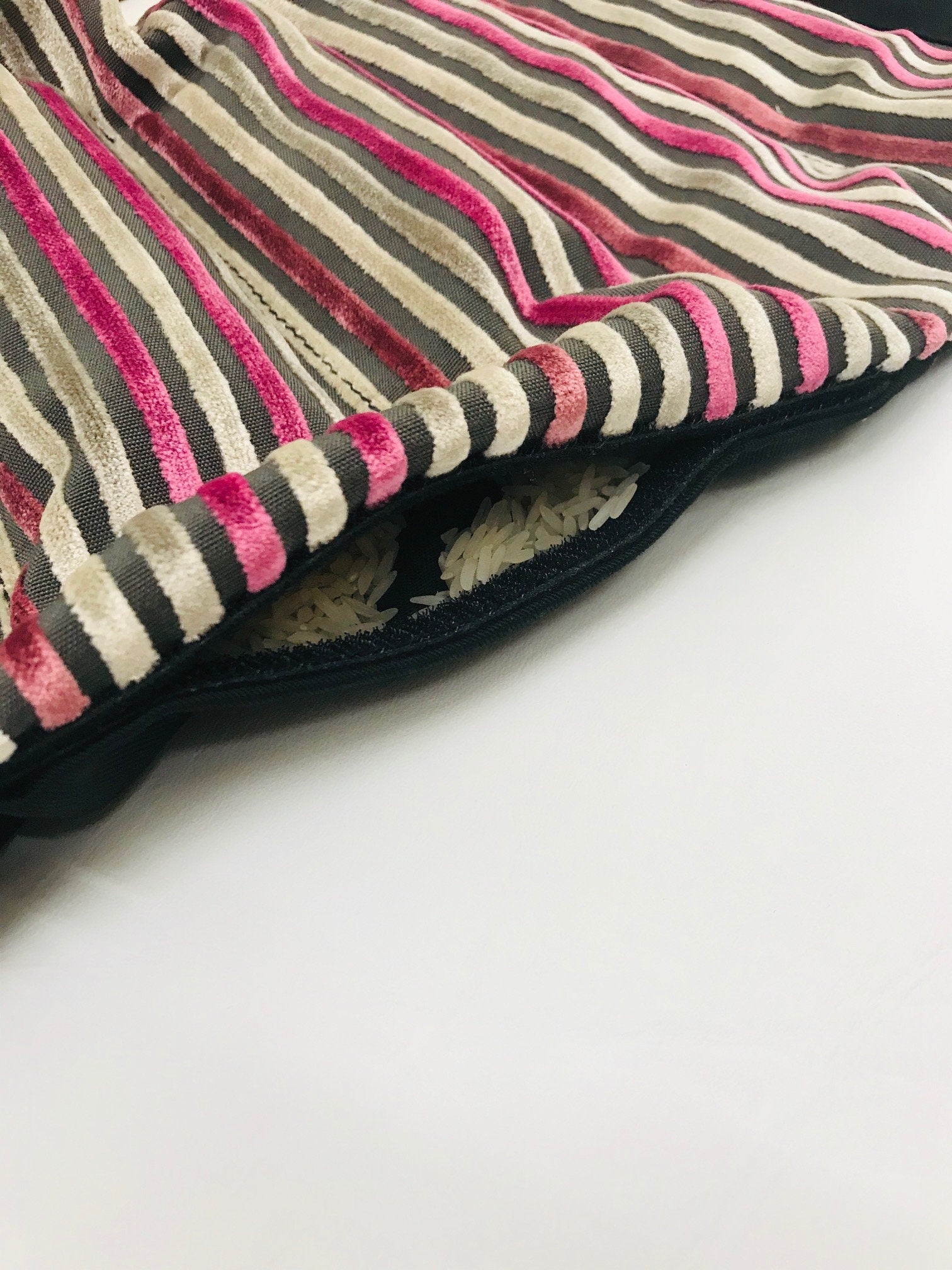 Yoga Sandbag version by My Yoga Room Elements. Add grounding to your practice with this heatable yoga prop. Handcrafted in Calgary in plush striped fabric.